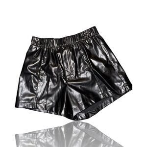 Abercrombie & Fitch Women's Black Vegan Leather Paperbag Shorts M